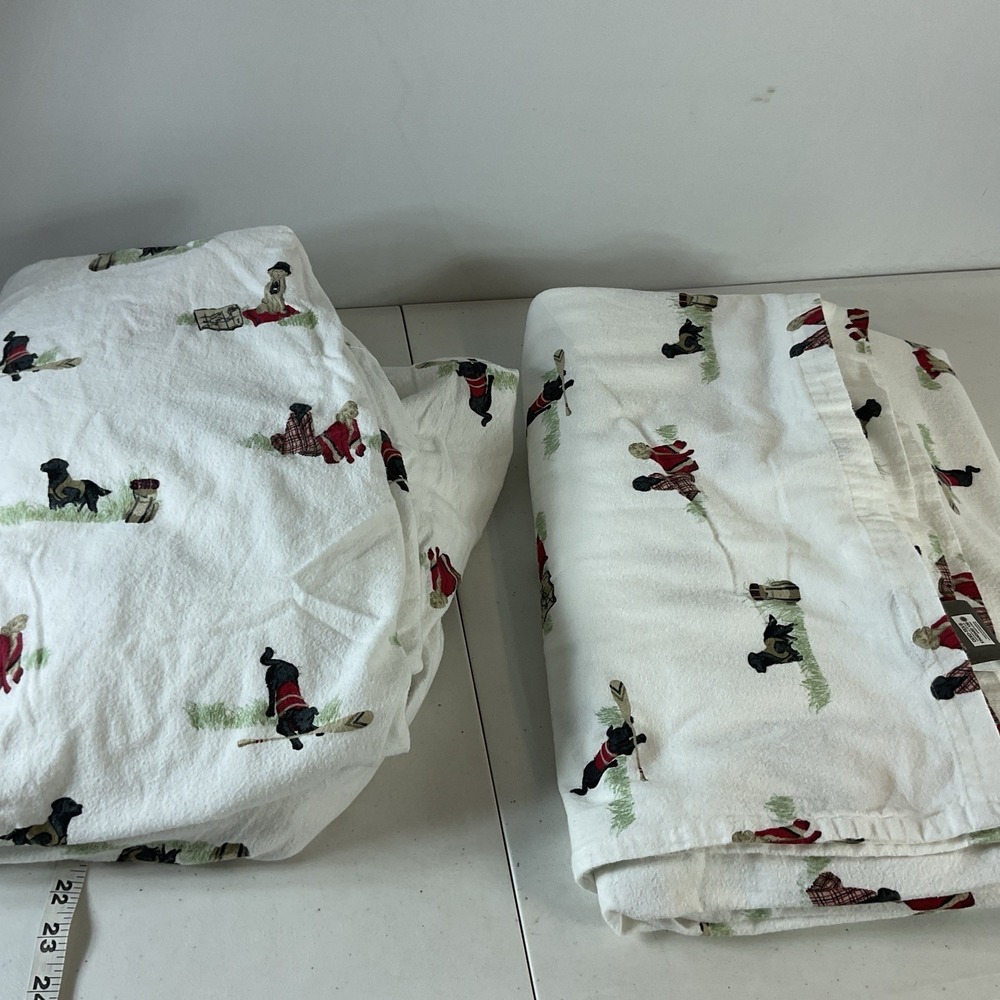 FulL Patterned Flannel Sheet Set Retriever Black Lab‎ Holiday cozy - Eddie Bauer